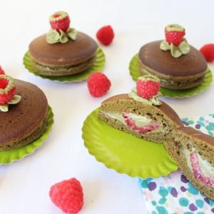 Dorayaki té matcha y frambuesas